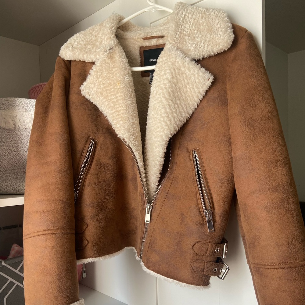 Faux suede jacket lined